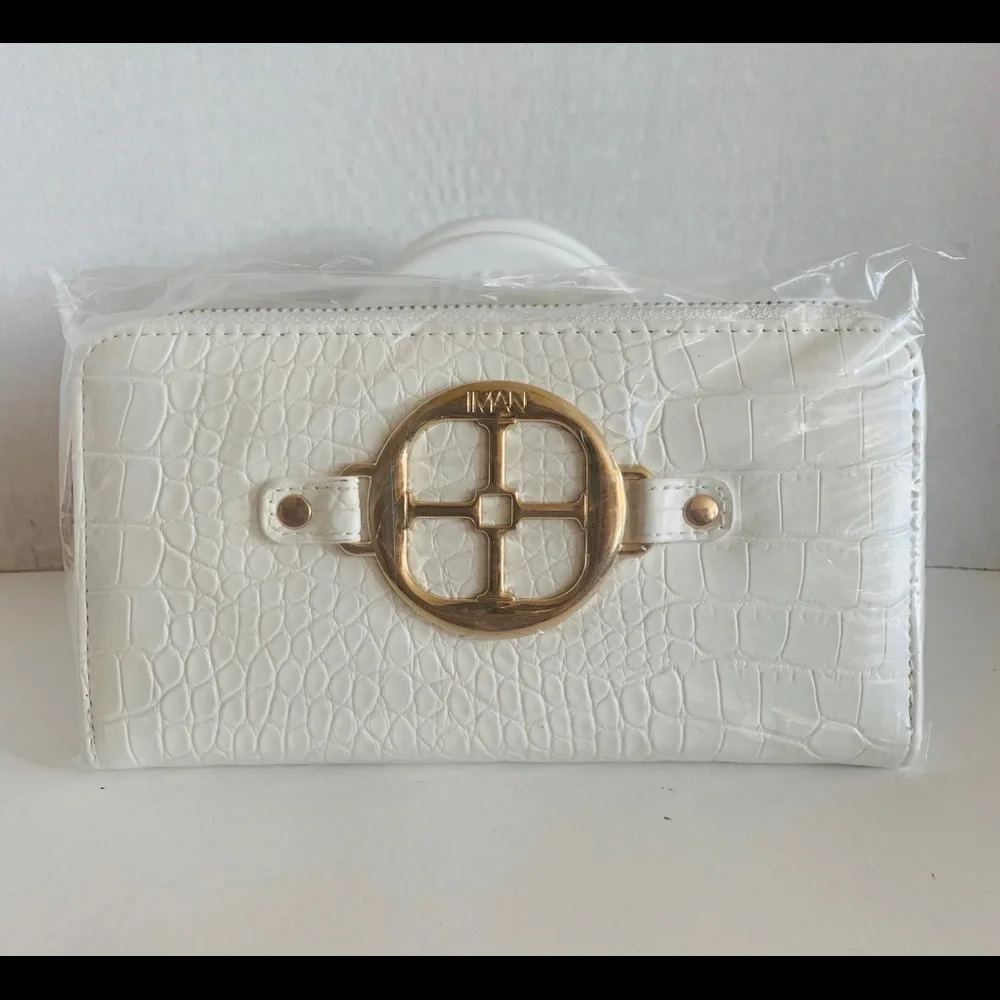 IMAN Croco-Embossed Zip Around Wallet
